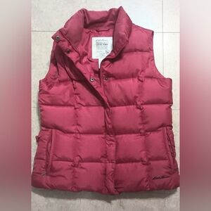 Eddie Bauer Pink Puffer Vest with High Collar and Quilted Design